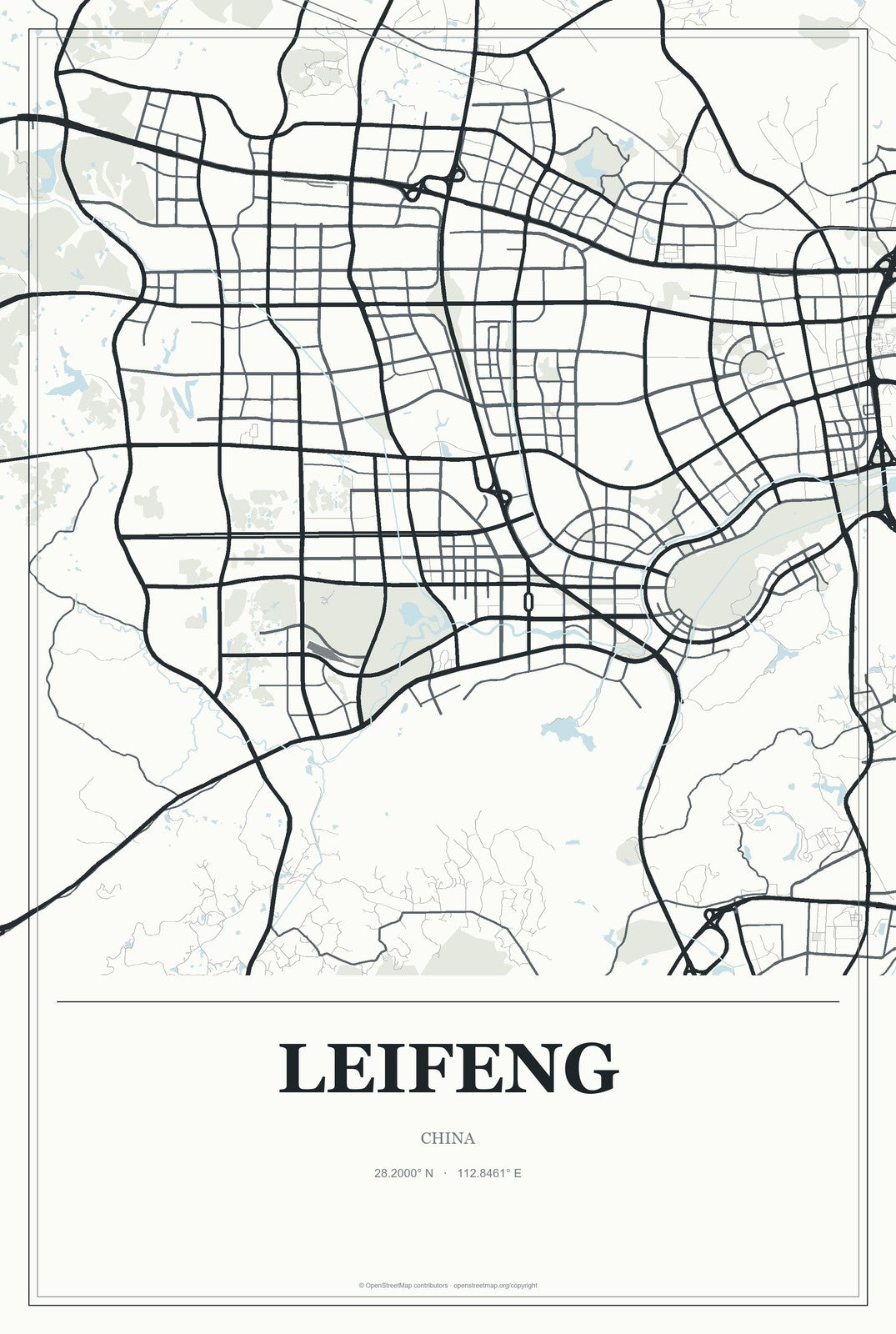 Leifeng, China City Map Aluminum Sign in Gallery Air style