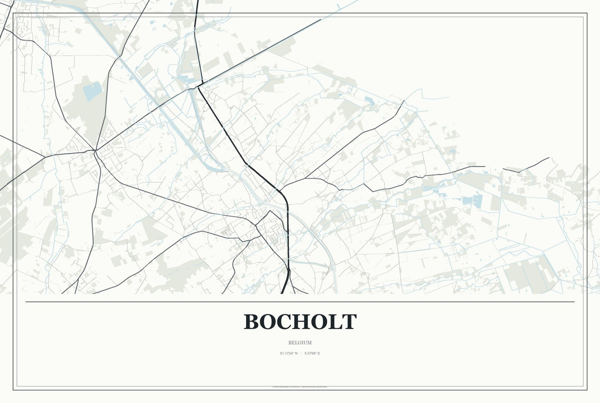 Bocholt, Belgium City Map Aluminum Sign in Gallery Air style