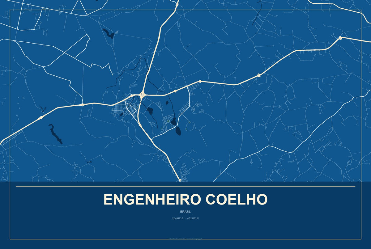 Engenheiro Coelho, Brazil City Map Aluminum Sign in Harbor Cobalt style