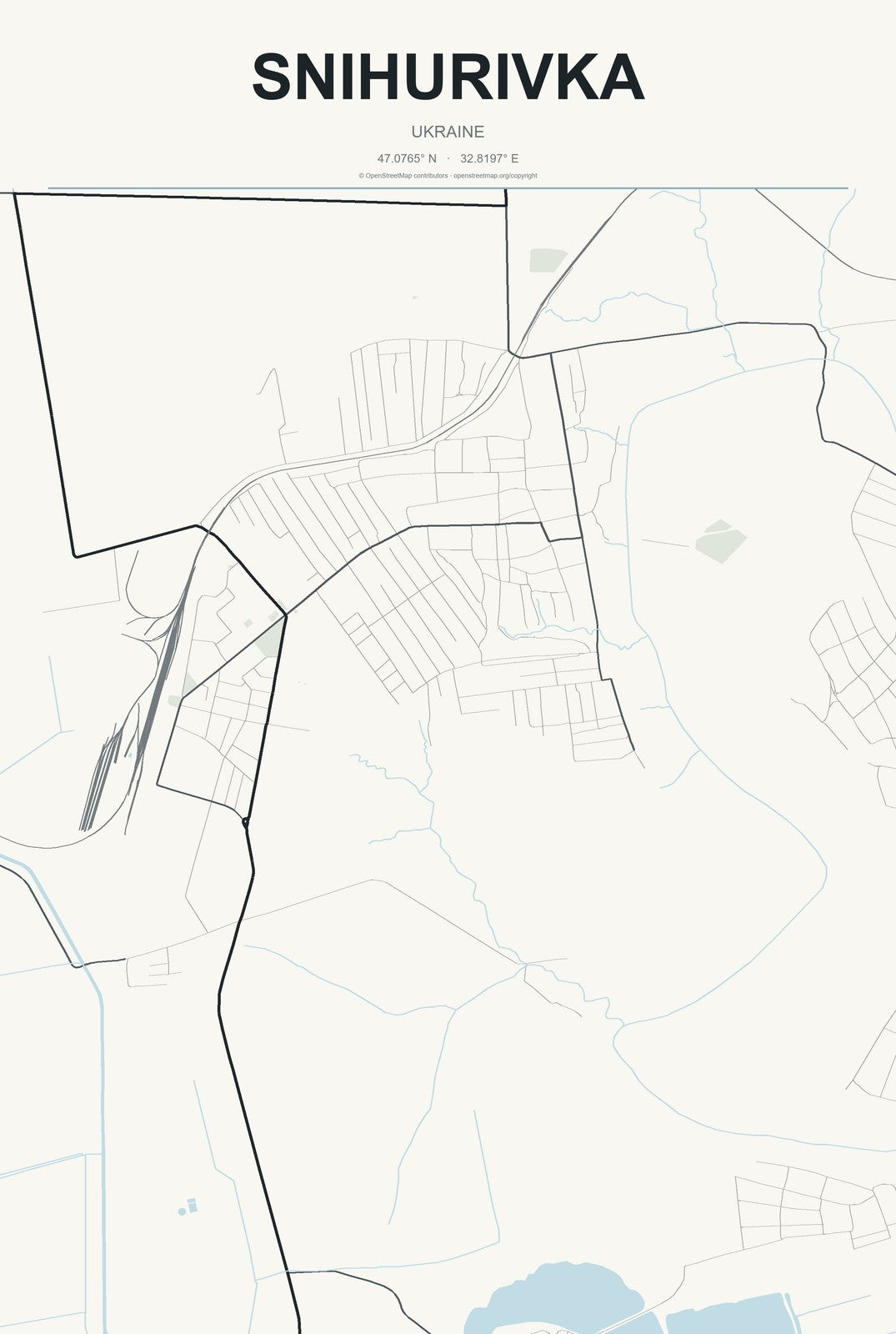 Snihurivka, Ukraine City Map Aluminum Sign in Headline Atlas style