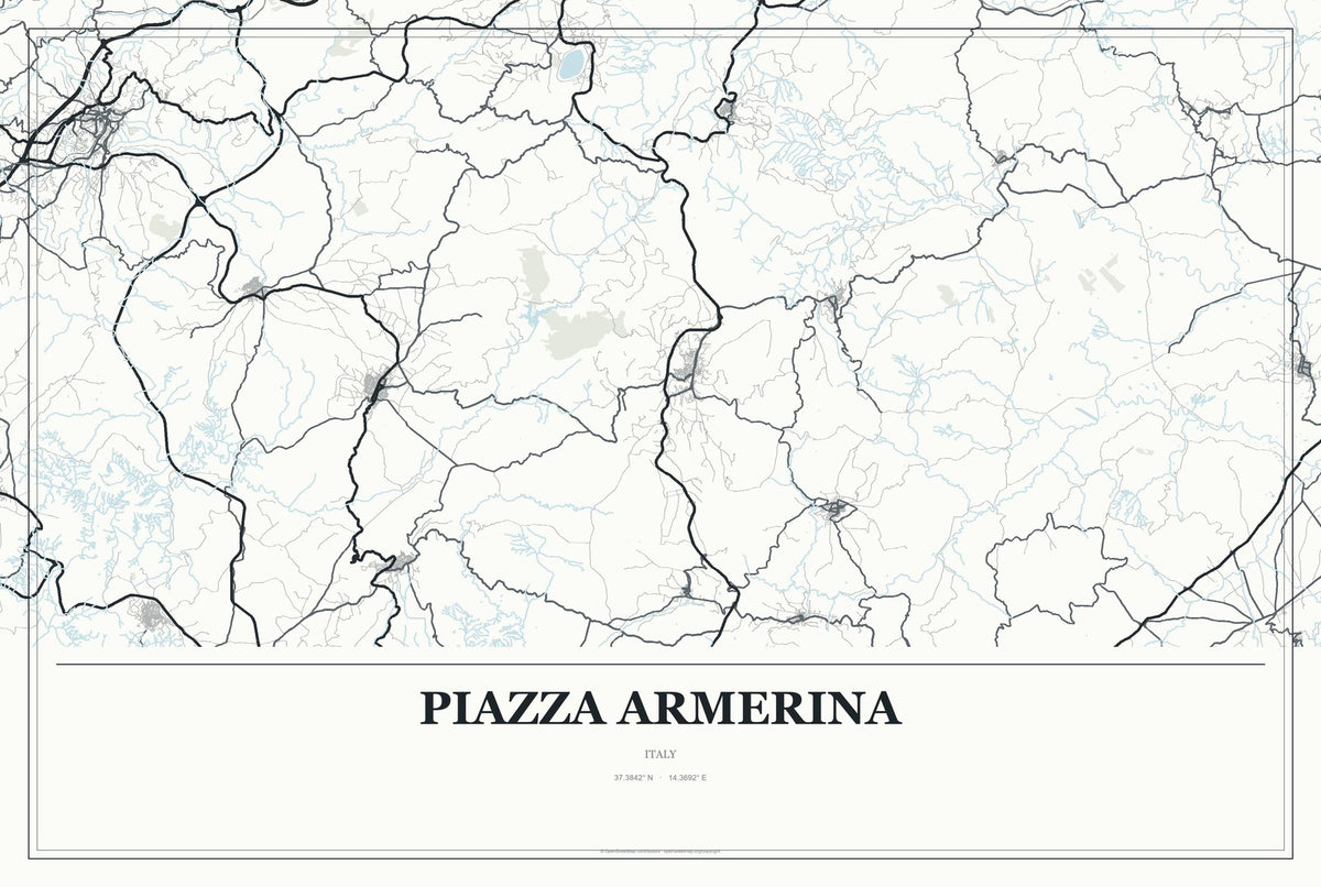 Piazza Armerina, Italy City Map Aluminum Sign in Gallery Air style