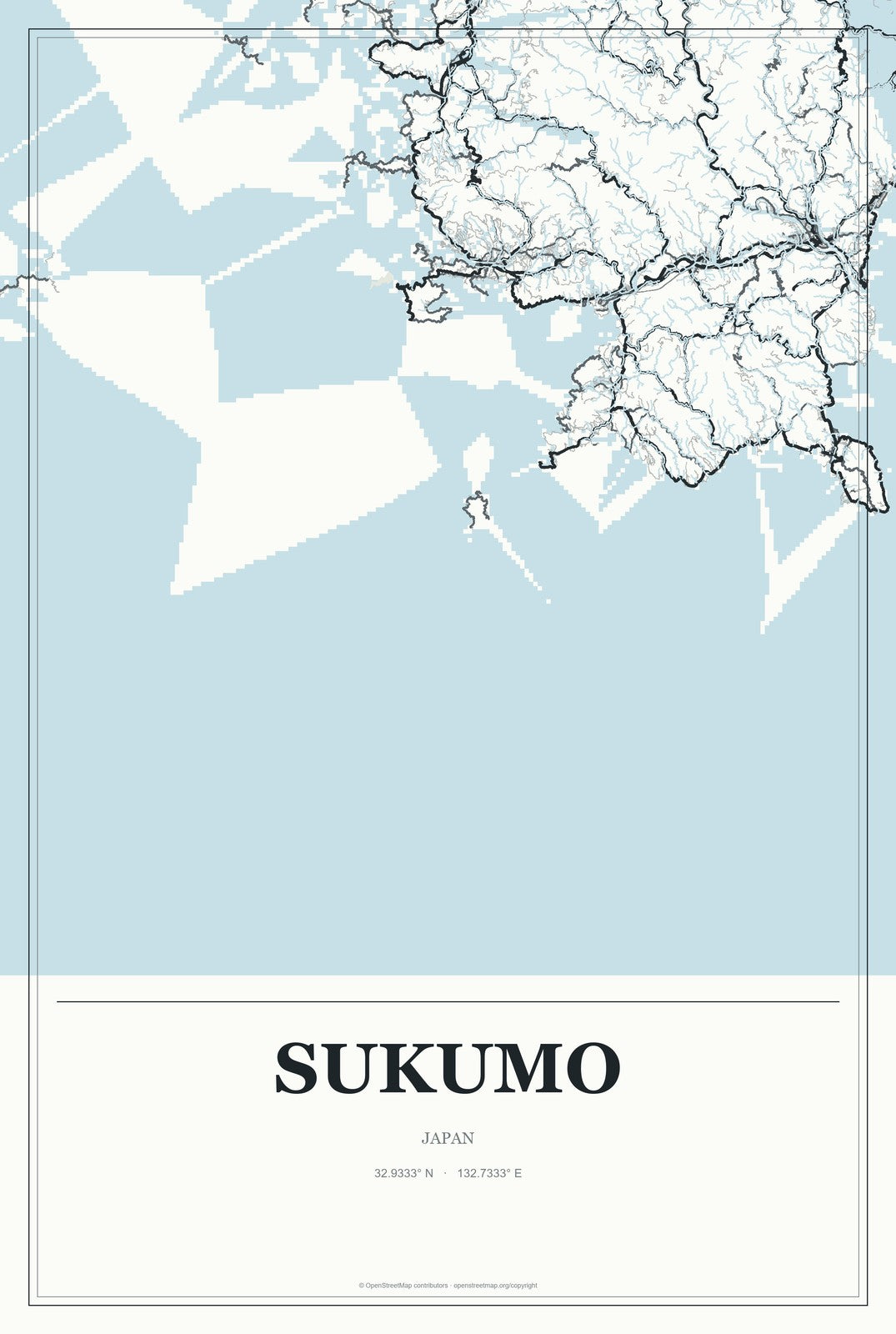Sukumo, Japan City Map Aluminum Sign in Gallery Air style