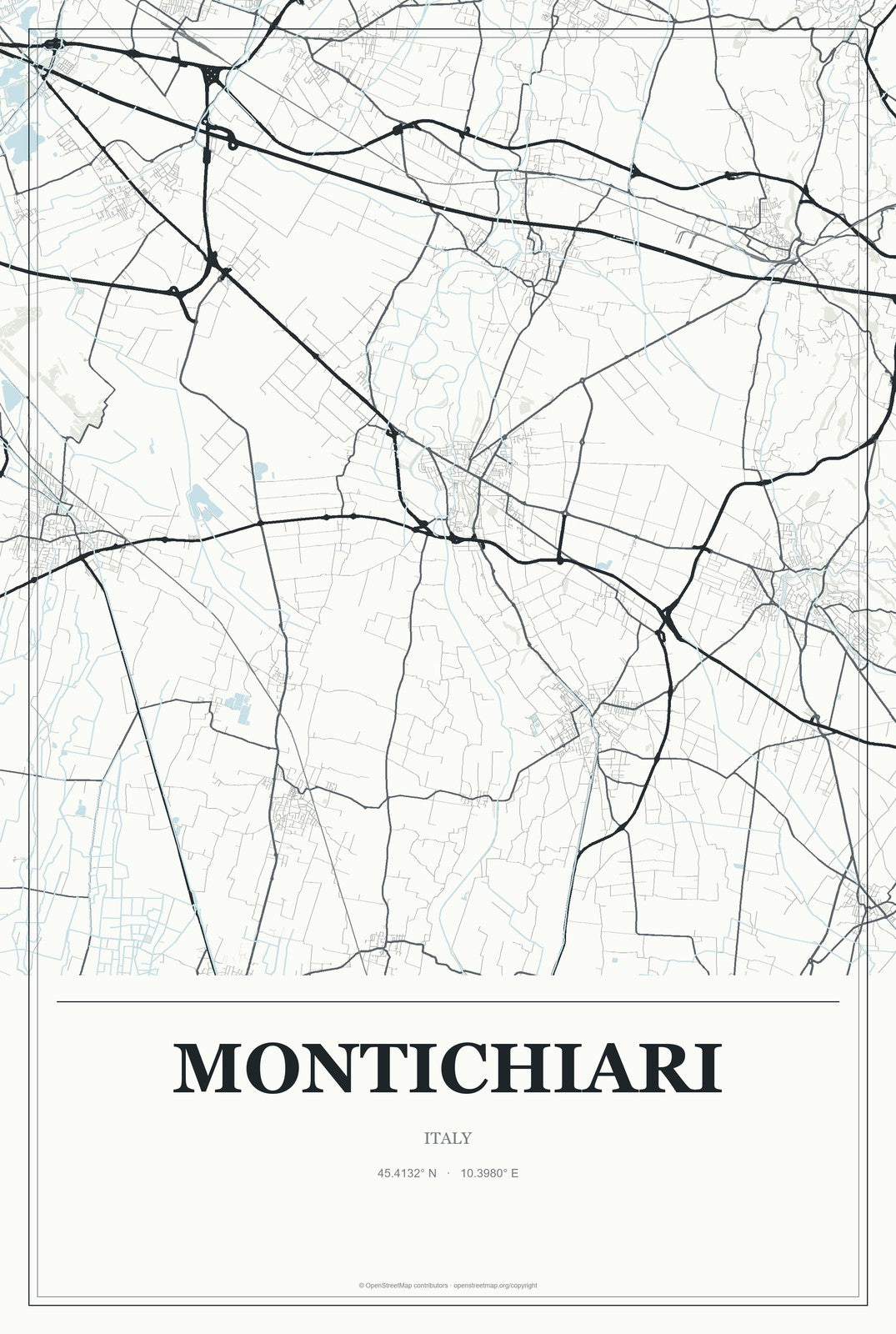 Montichiari, Italy City Map Aluminum Sign in Gallery Air style