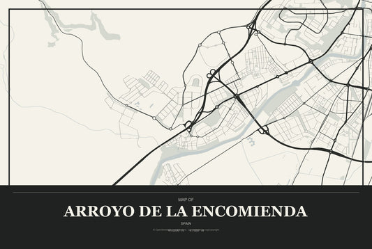 Arroyo de la Encomienda, Spain City Map Aluminum Sign in Museum Plaque style