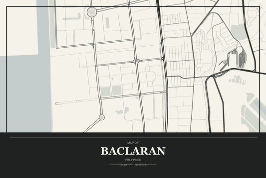Baclaran, Philippines City Map Aluminum Sign in Museum Plaque style