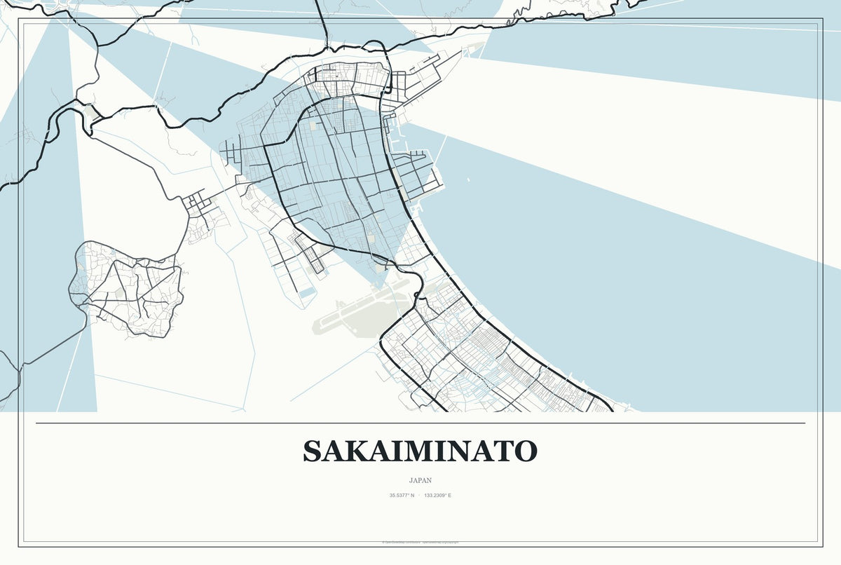 Sakaiminato, Japan City Map Aluminum Sign in Gallery Air style