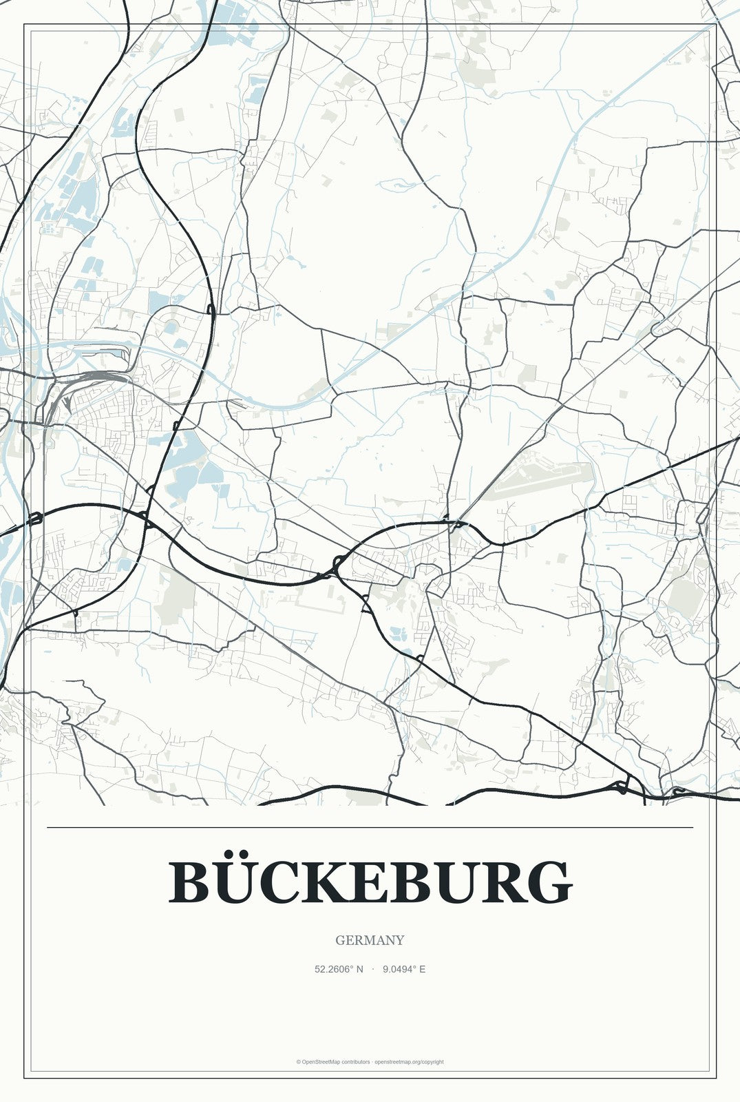 Bückeburg, Germany City Map Aluminum Sign in Gallery Air style