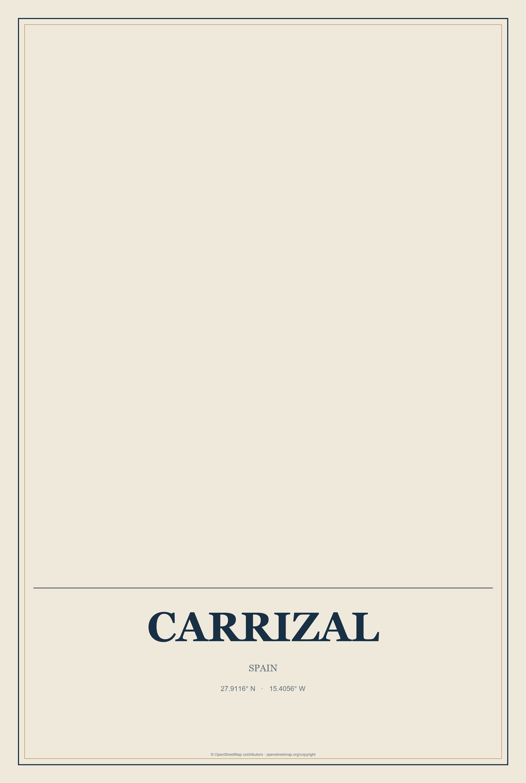 Carrizal, Spain City Map Aluminum Sign in Coastal Cutout style