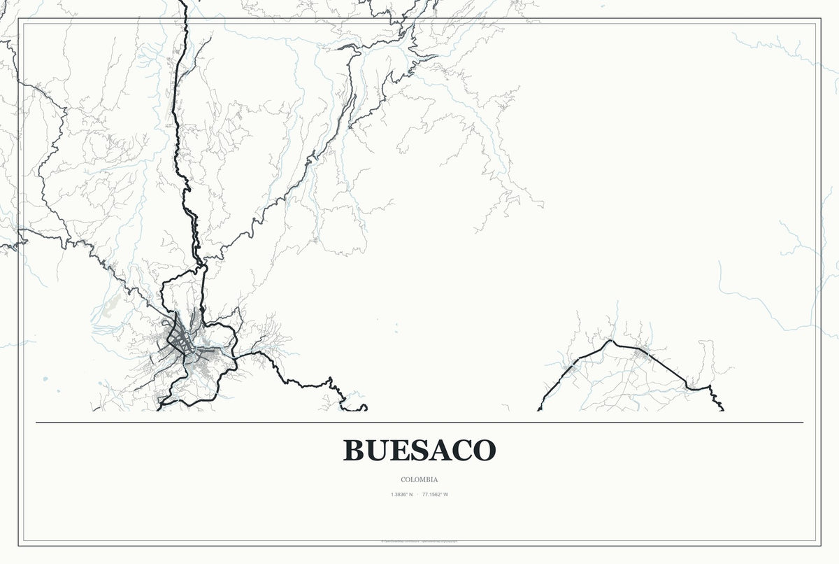Buesaco, Colombia City Map Aluminum Sign in Gallery Air style