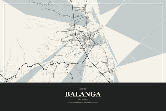 Balanga, Philippines City Map Aluminum Sign in Museum Plaque style