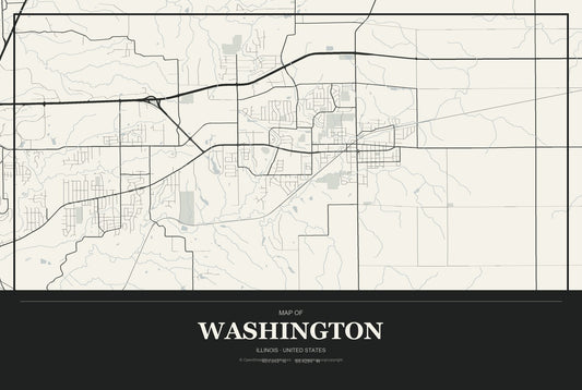 Washington, Illinois City Map Aluminum Sign in Museum Plaque style