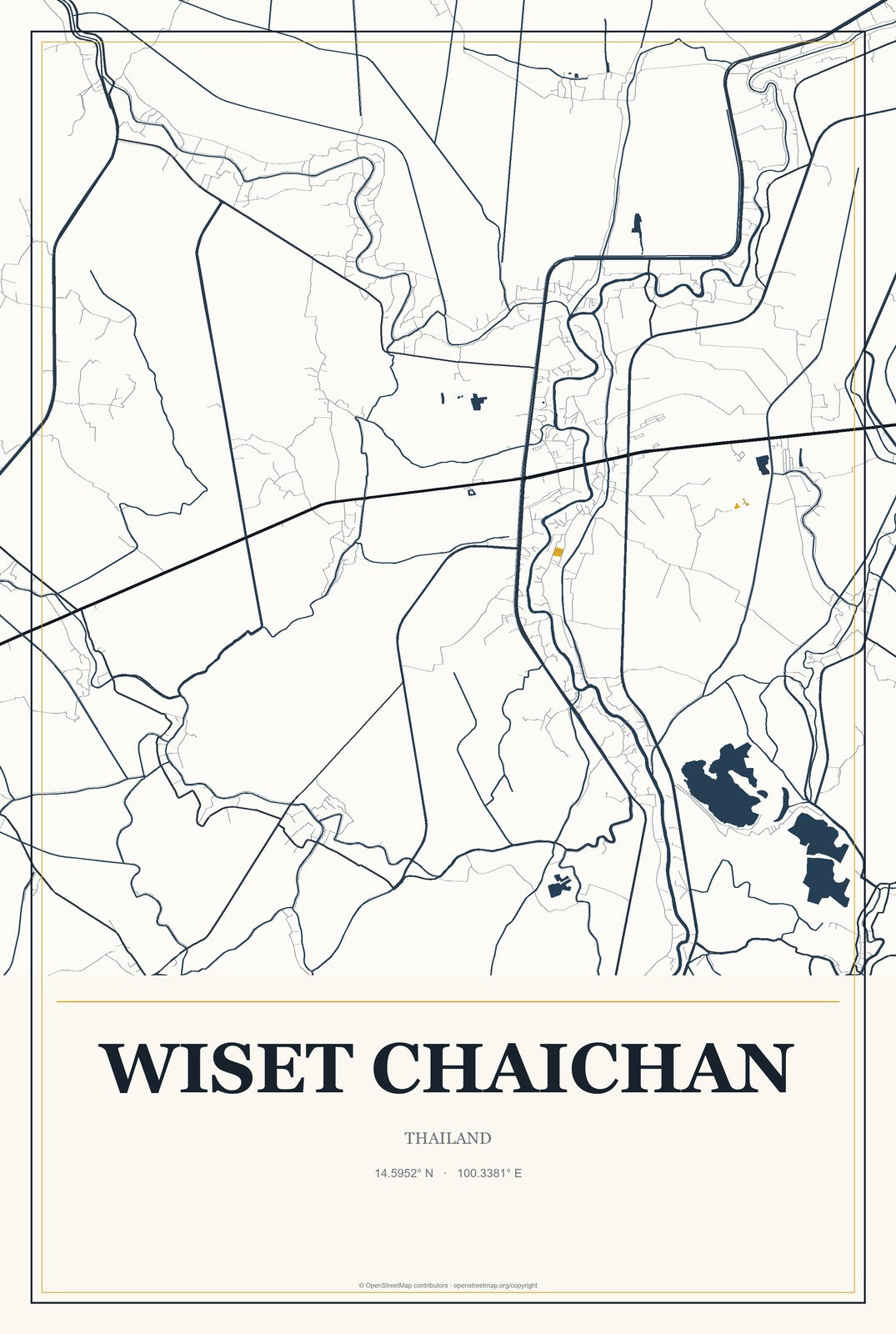 Wiset Chaichan, Thailand City Map Aluminum Sign in Citrine Modern style