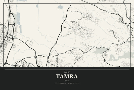 Tamra, Israel City Map Aluminum Sign in Museum Plaque style
