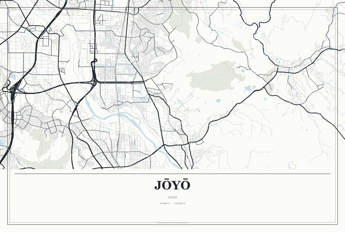 Jōyō, Japan City Map Aluminum Sign in Gallery Air style