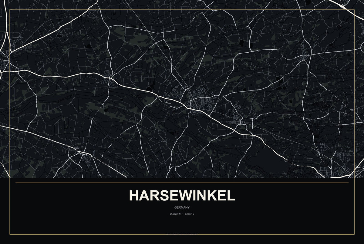 Harsewinkel, Germany City Map Aluminum Sign in Metropolitan Noir style