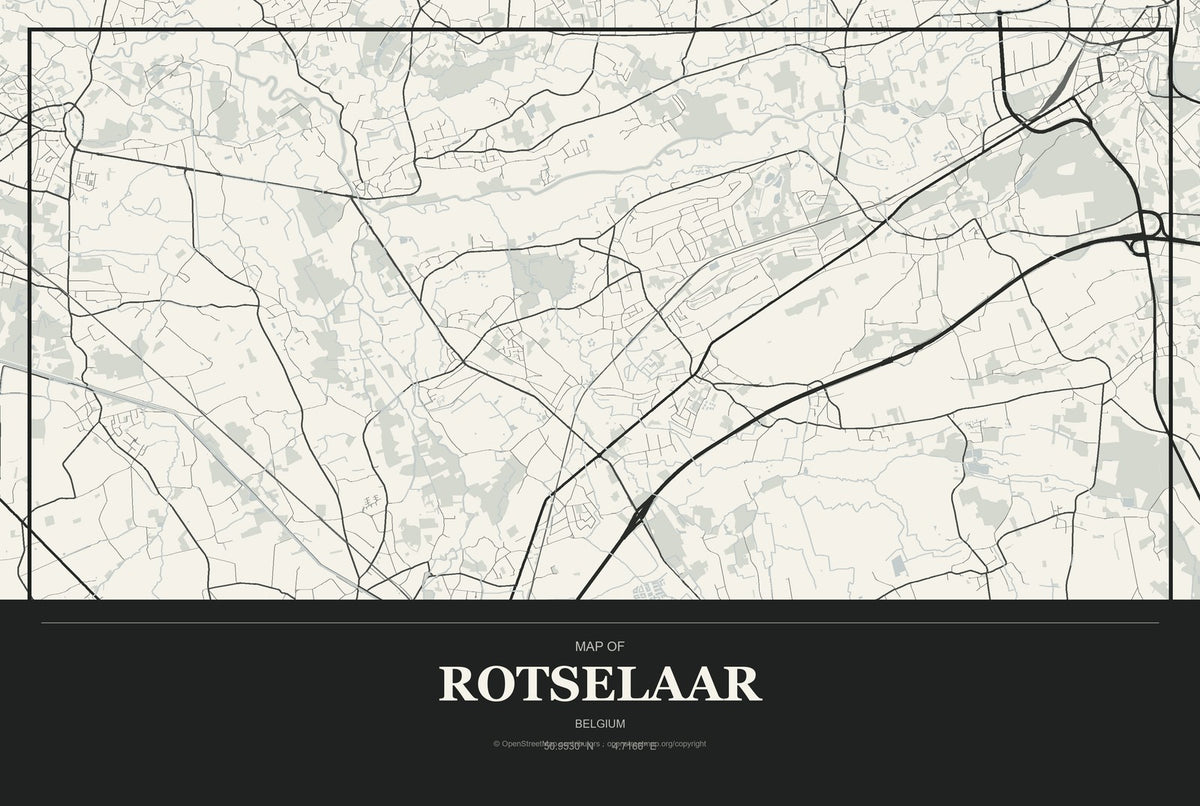 Rotselaar, Belgium City Map Aluminum Sign in Museum Plaque style
