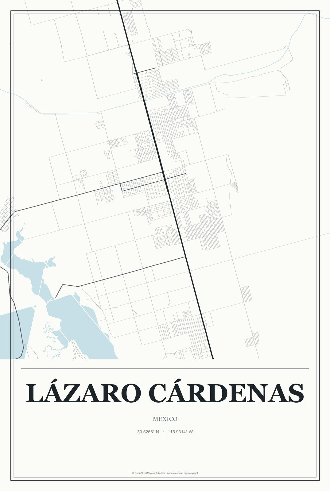 Lázaro Cárdenas, Mexico City Map Aluminum Sign in Gallery Air style