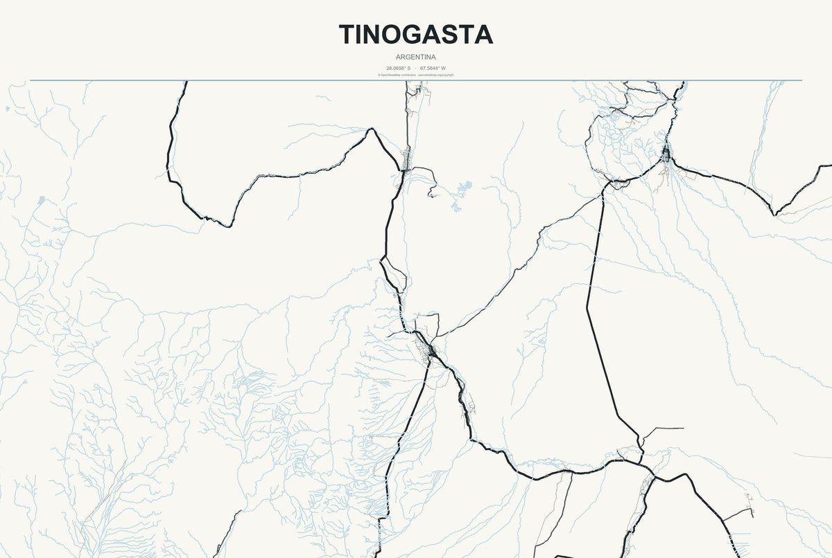 Tinogasta, Argentina City Map Aluminum Sign in Headline Atlas style