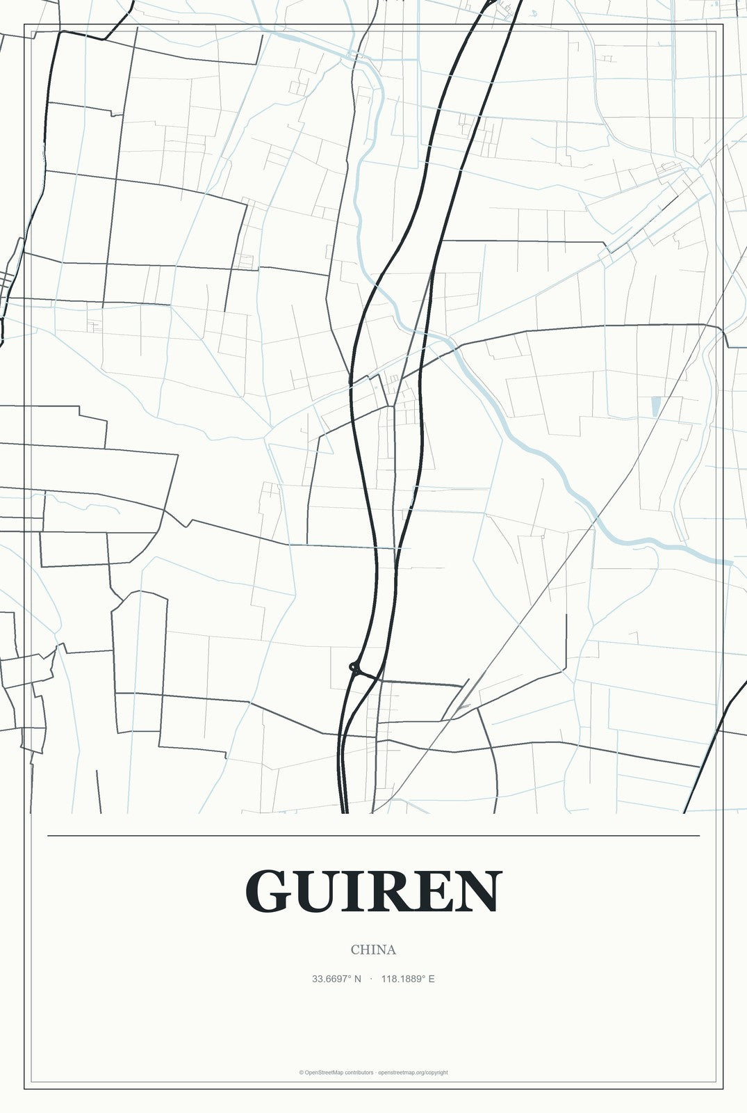 Guiren, China City Map Aluminum Sign in Gallery Air style