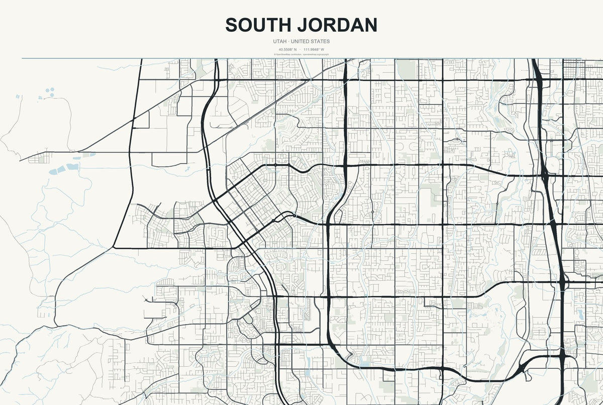 South Jordan, Utah City Map Aluminum Sign in Headline Atlas style