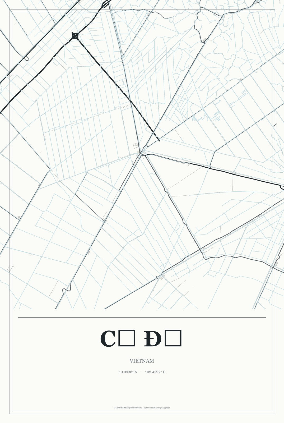 Cờ Đỏ, Vietnam City Map Aluminum Sign in Gallery Air style