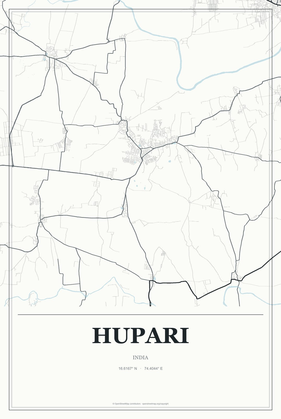 Hupari, India City Map Aluminum Sign in Gallery Air style