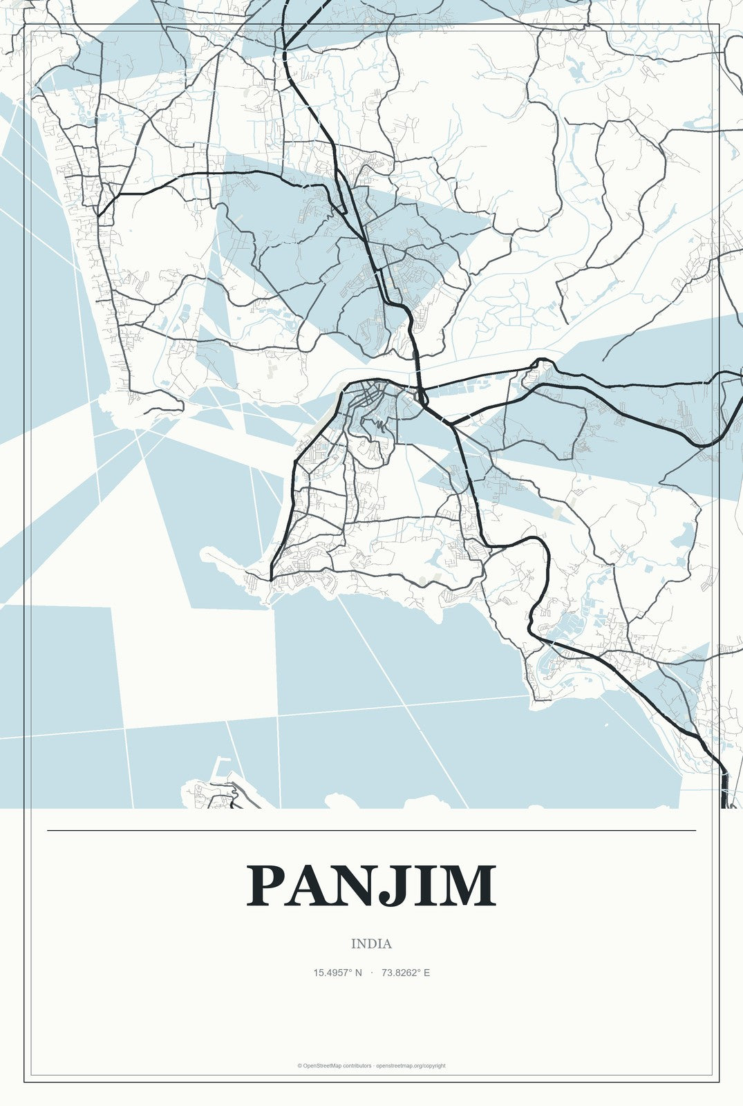 Panjim, India City Map Aluminum Sign in Gallery Air style