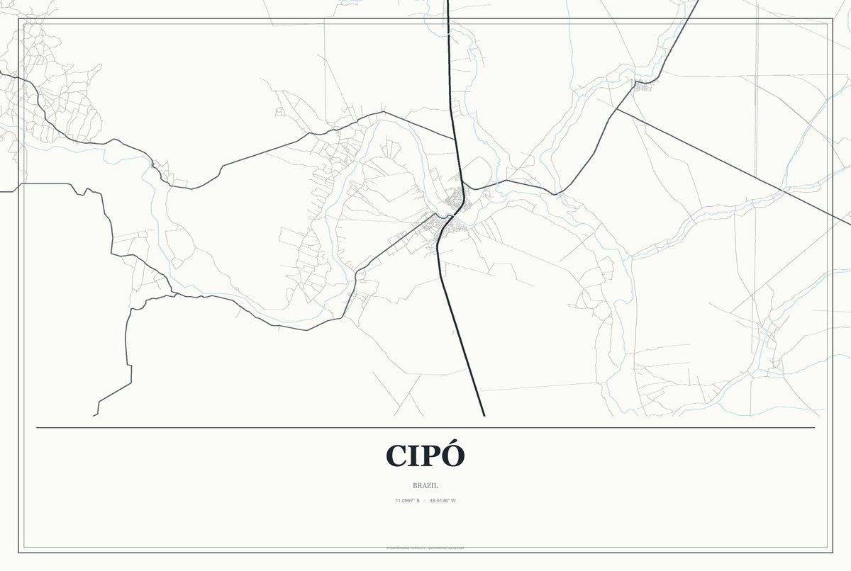 Cipó, Brazil City Map Aluminum Sign in Gallery Air style