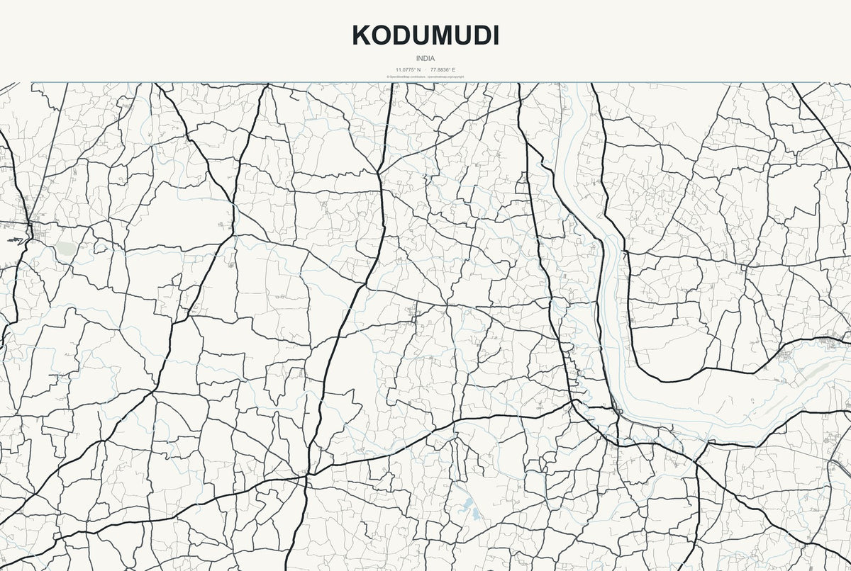 Kodumudi, India City Map Aluminum Sign in Headline Atlas style
