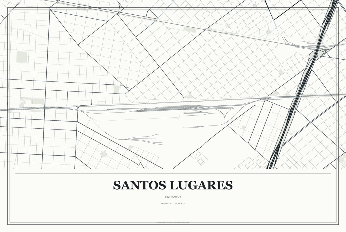 Santos Lugares, Argentina City Map Aluminum Sign in Gallery Air style