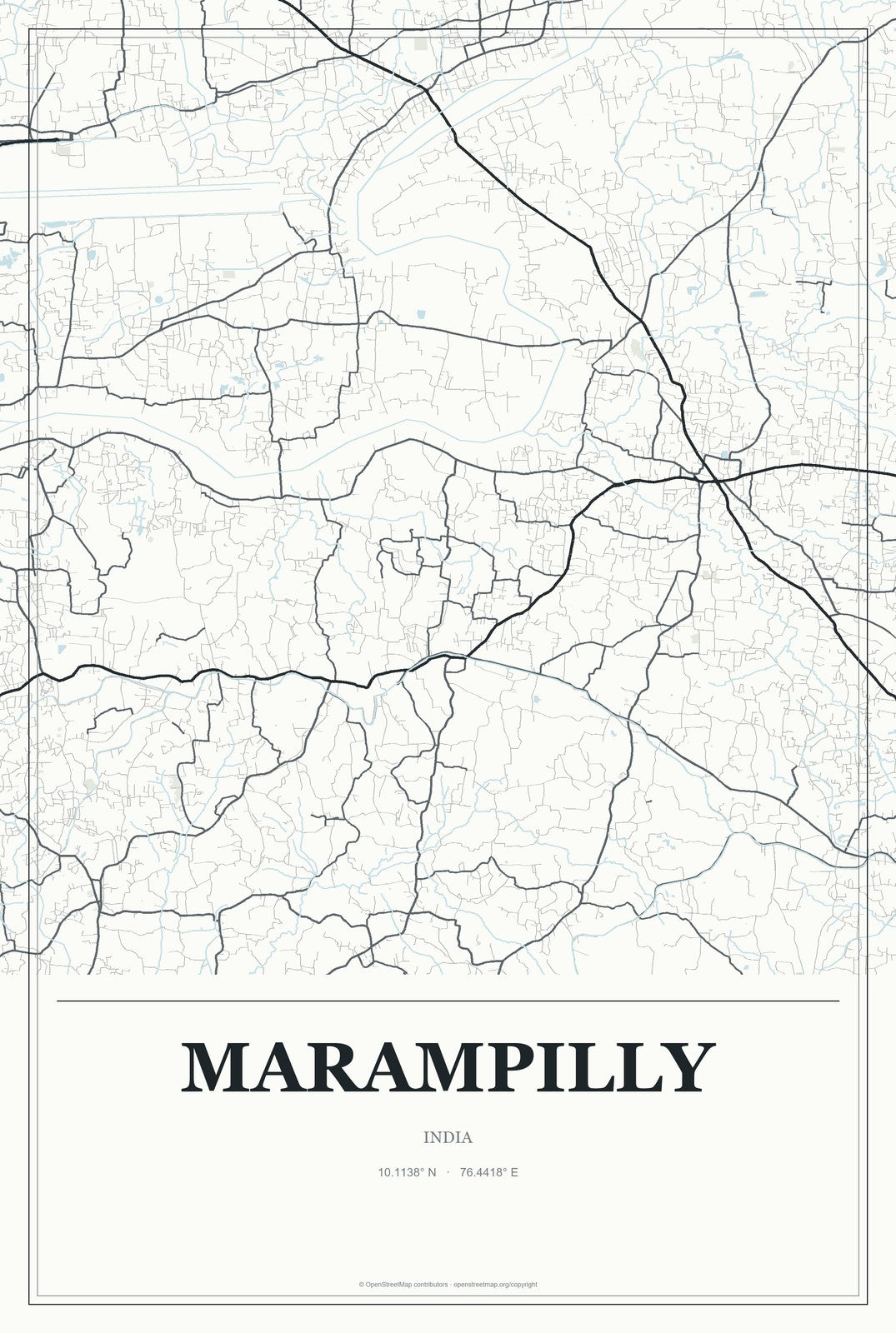 Marampilly, India City Map Aluminum Sign in Gallery Air style