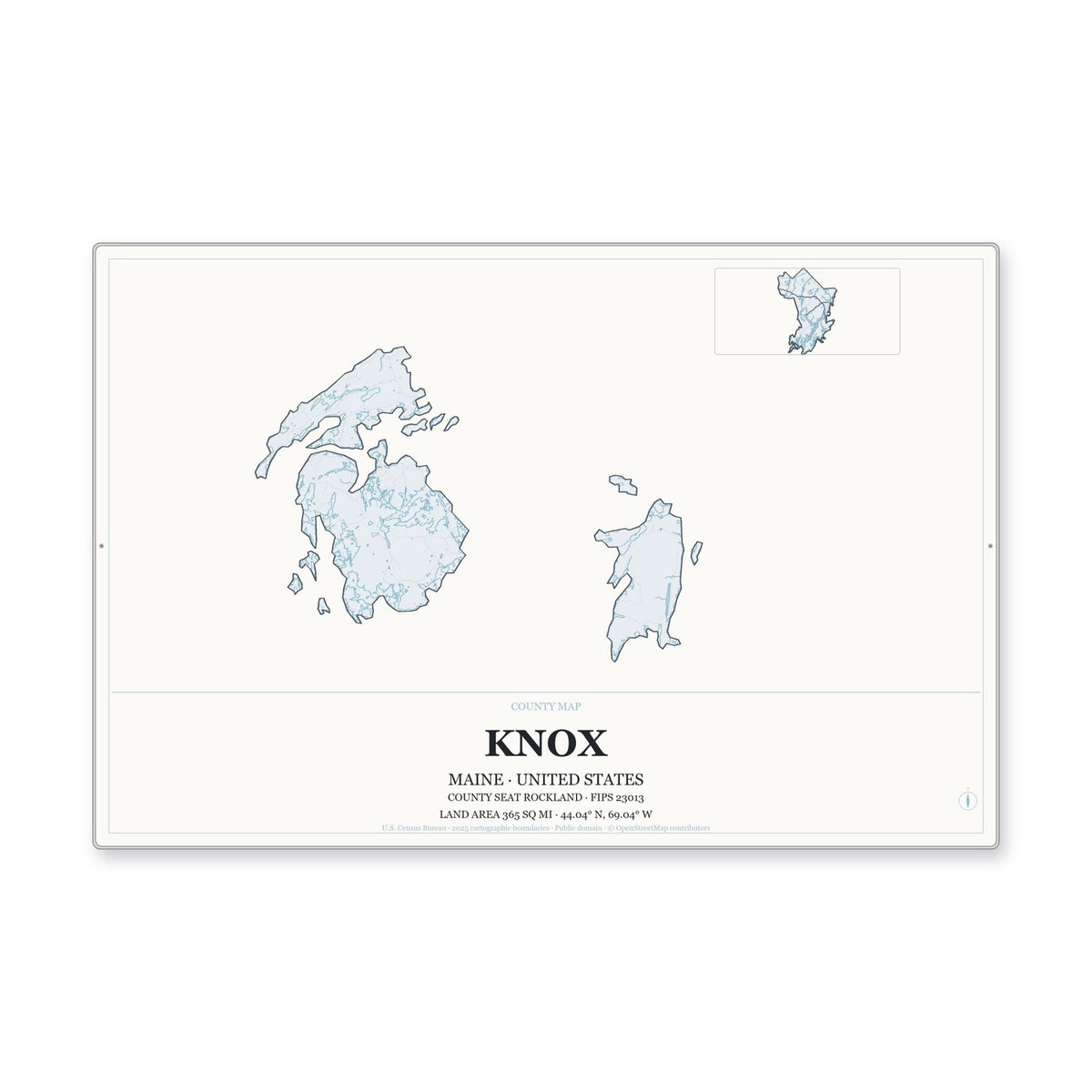 Knox County, Maine Map Aluminum Sign in Gallery Air style