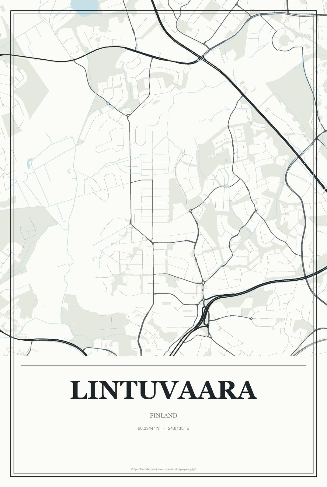Lintuvaara, Finland City Map Aluminum Sign in Gallery Air style
