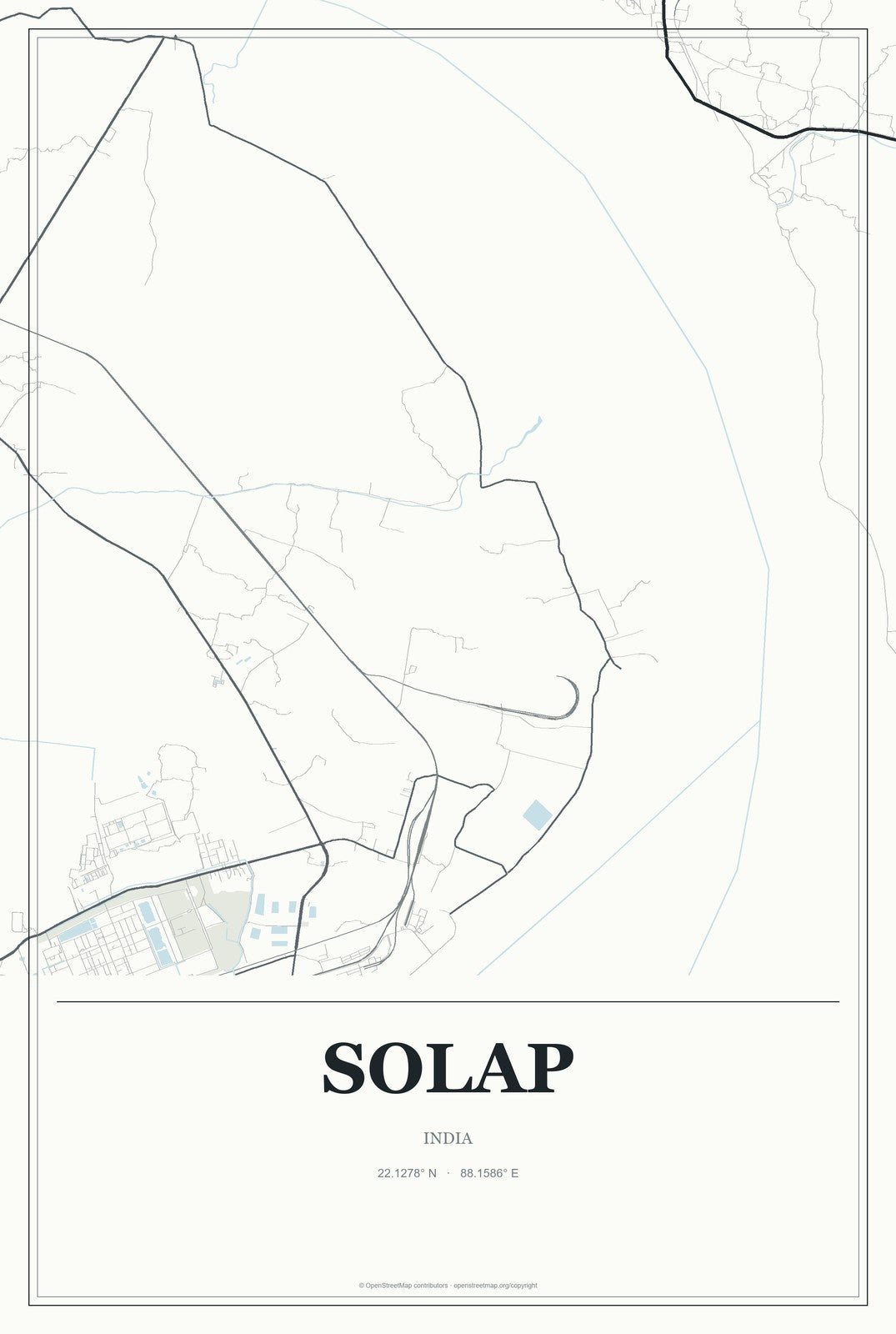 Solap, India City Map Aluminum Sign in Gallery Air style