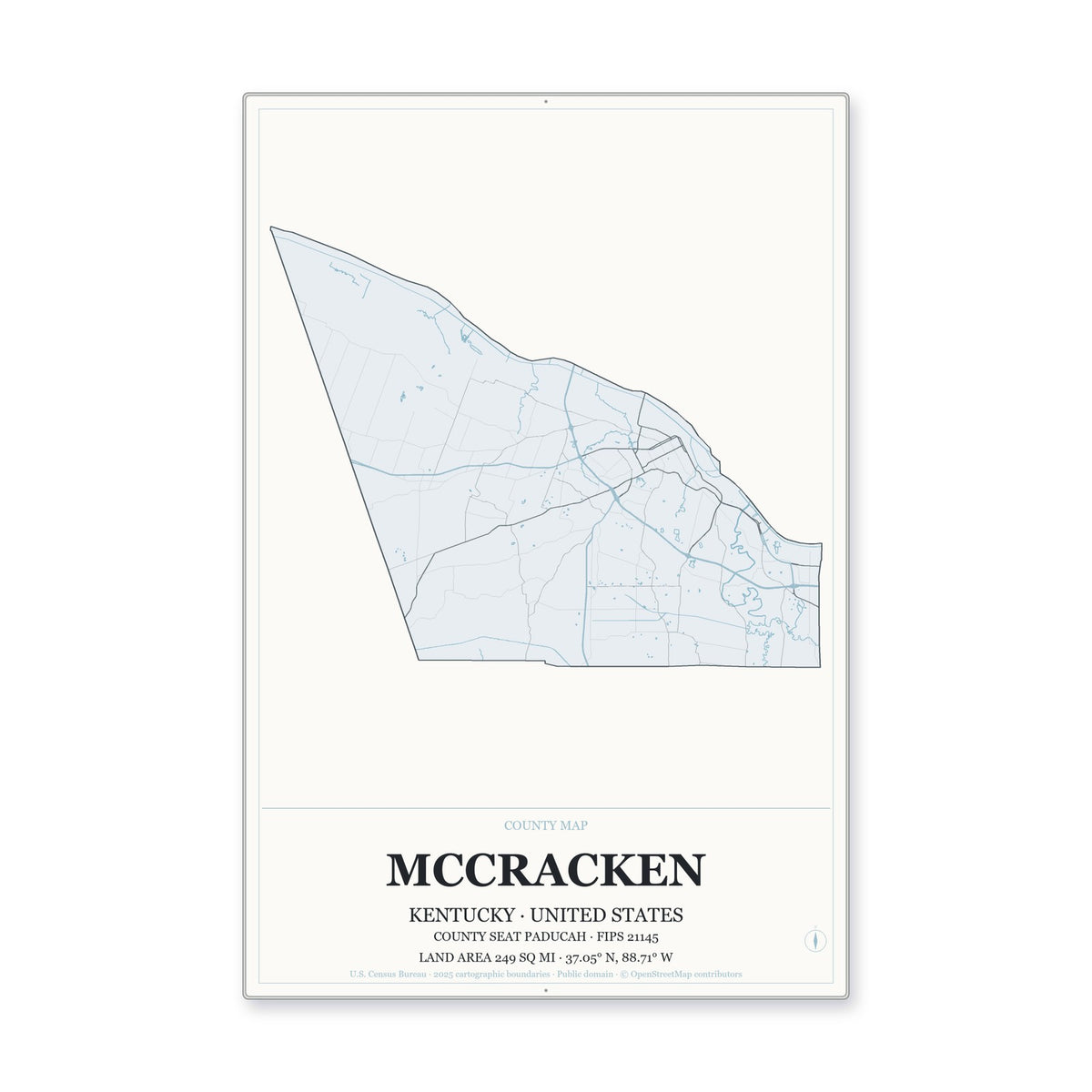 McCracken County, Kentucky Map Aluminum Sign in Gallery Air style