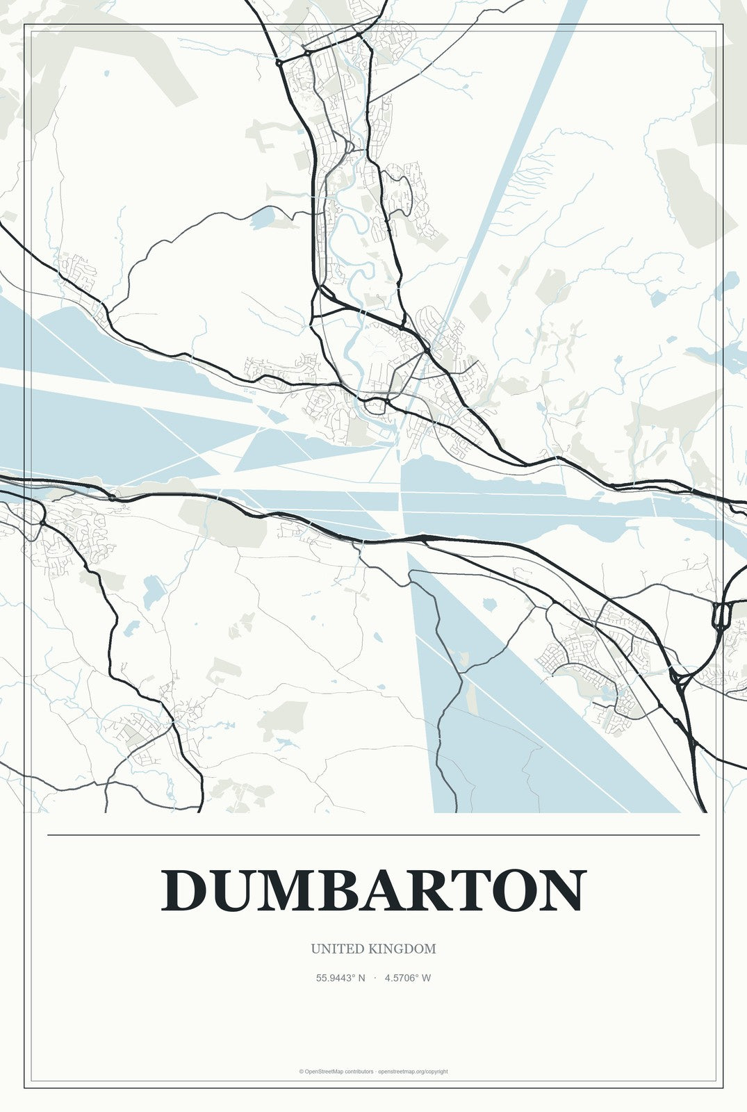 Dumbarton, United Kingdom City Map Aluminum Sign in Gallery Air style
