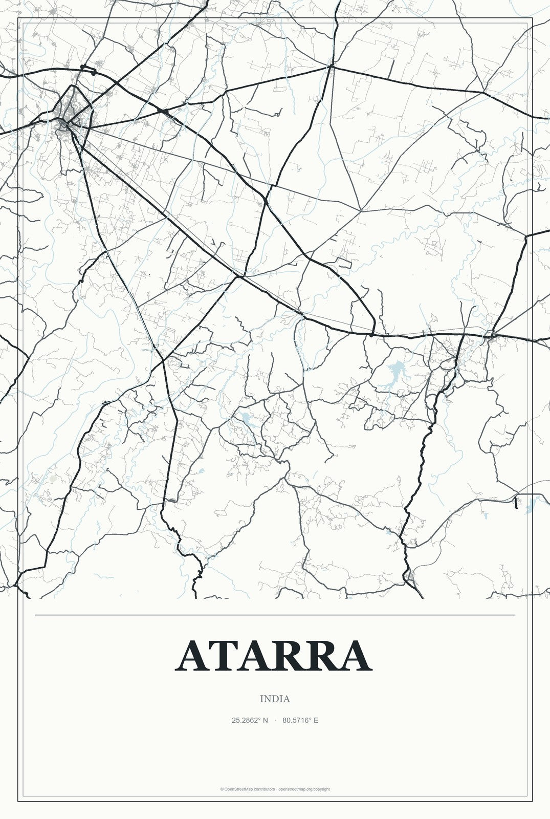 Atarra, India City Map Aluminum Sign in Gallery Air style
