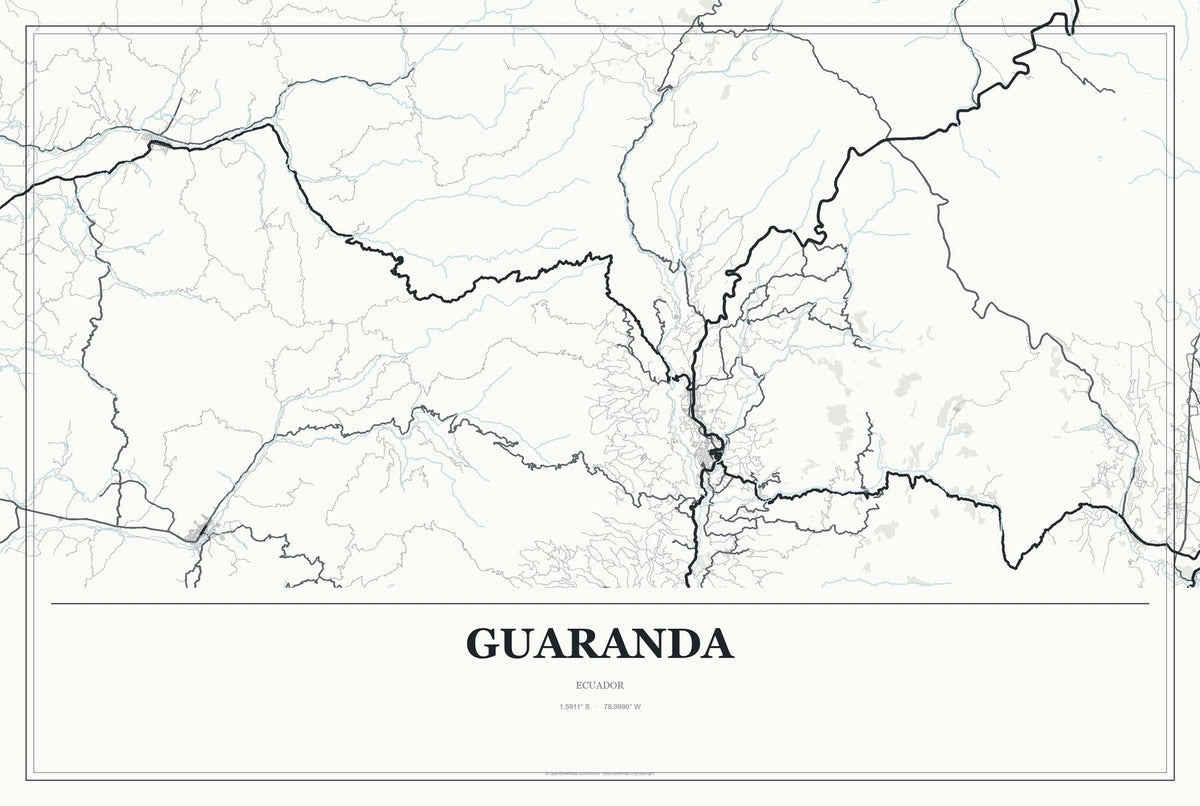 Guaranda, Ecuador City Map Aluminum Sign in Gallery Air style