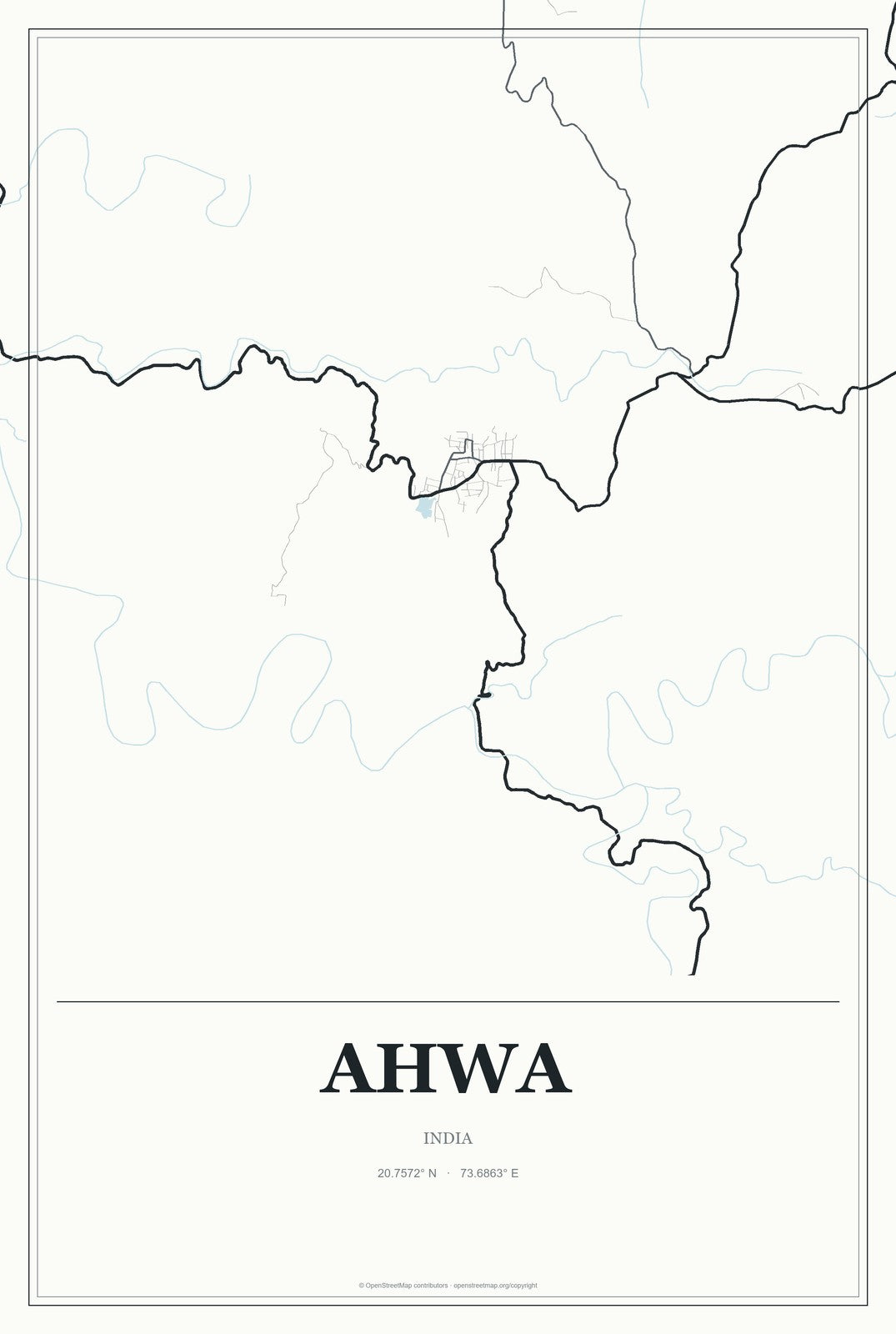 Ahwa, India City Map Aluminum Sign in Gallery Air style