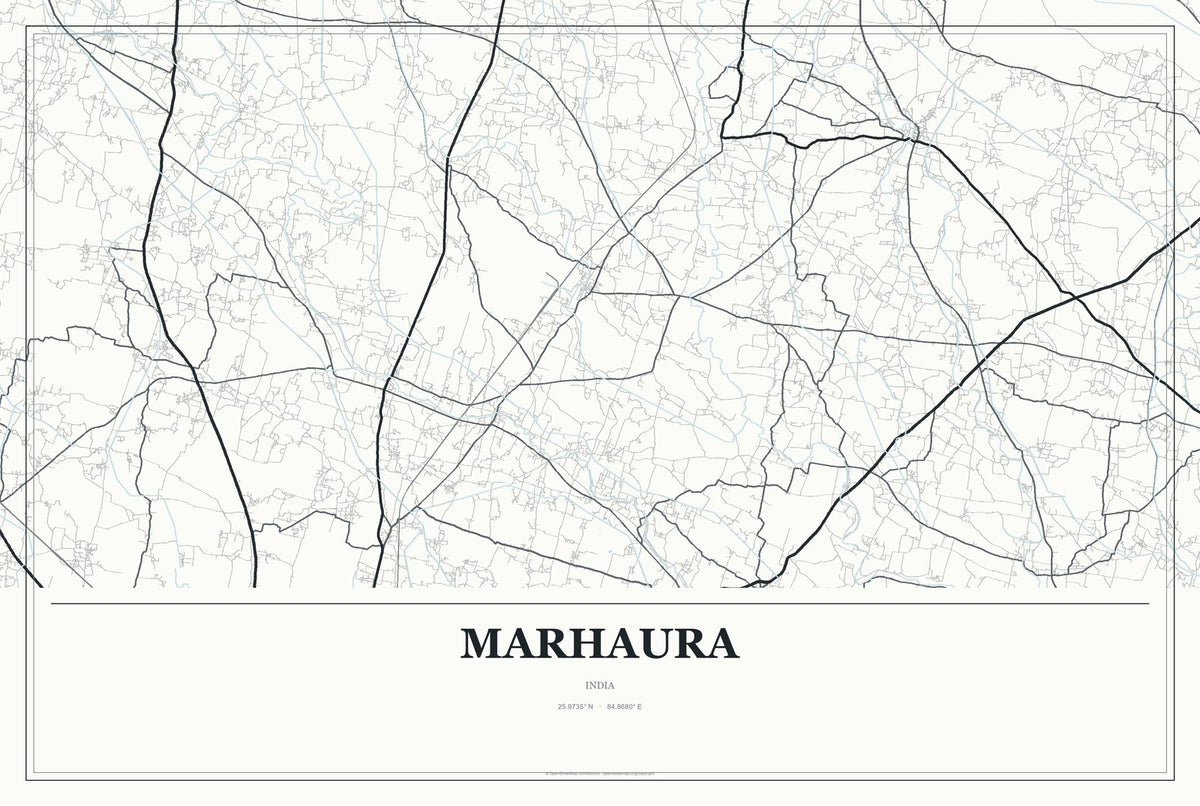 Marhaura, India City Map Aluminum Sign in Gallery Air style