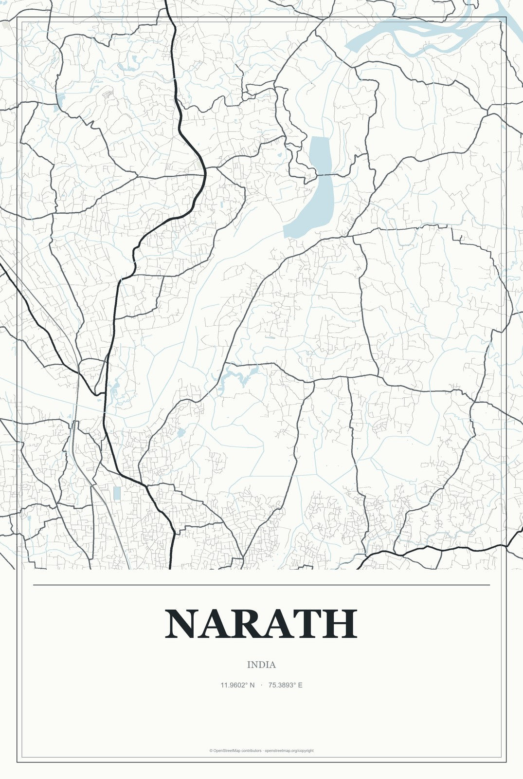 Narath, India City Map Aluminum Sign in Gallery Air style