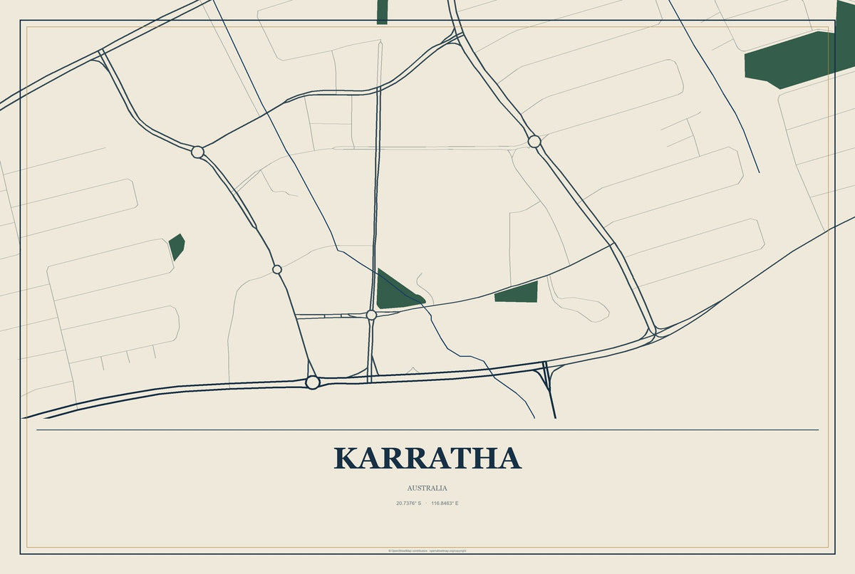Karratha, Australia City Map Aluminum Sign in Coastal Cutout style
