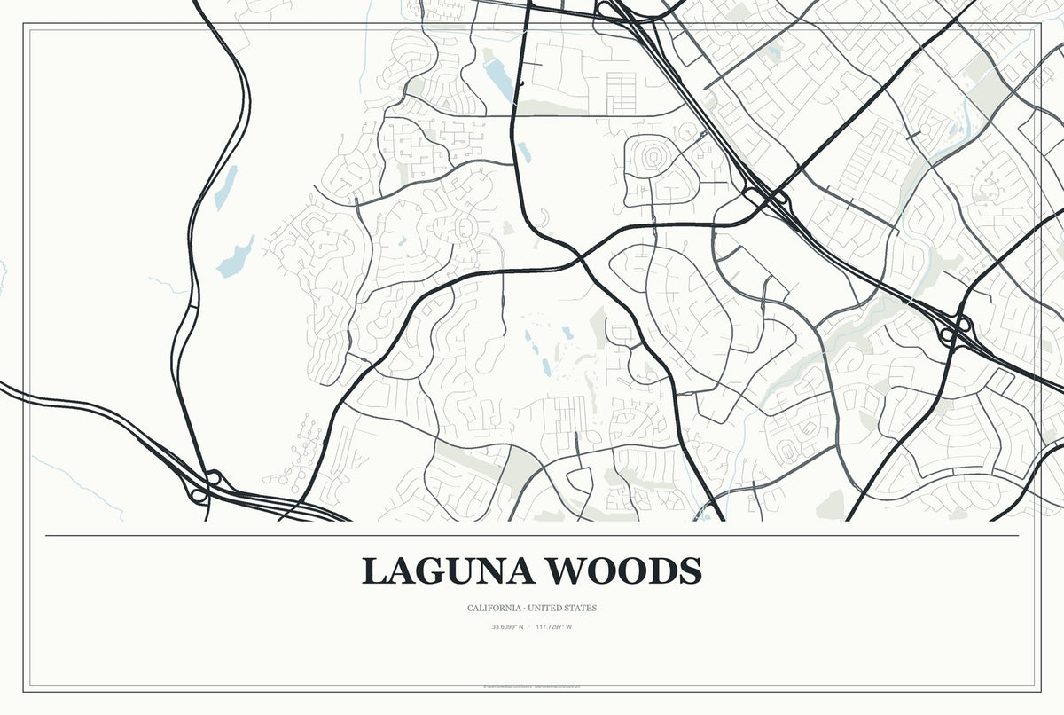 Laguna Woods, California City Map Aluminum Sign in Gallery Air style