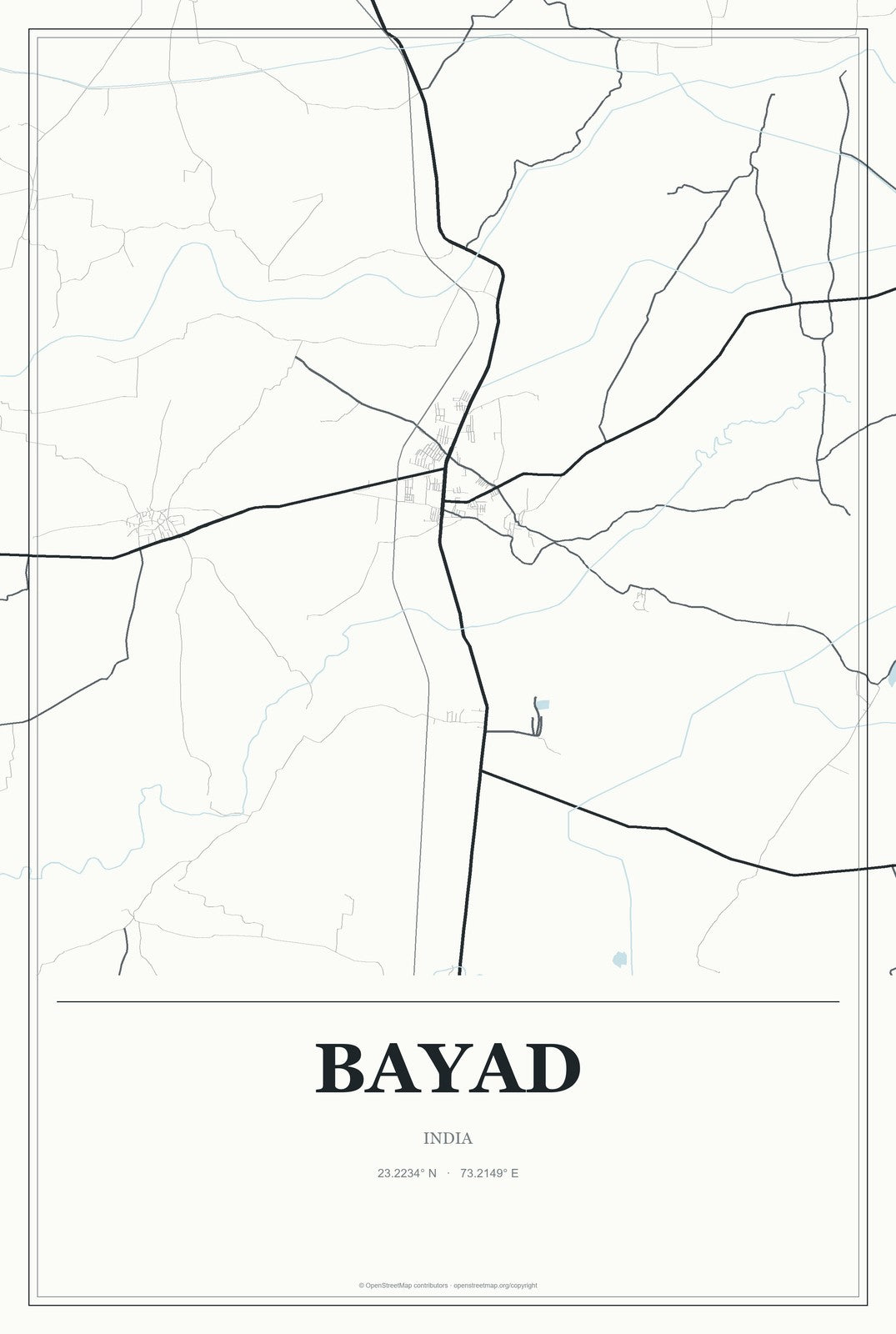 Bayad, India City Map Aluminum Sign in Gallery Air style