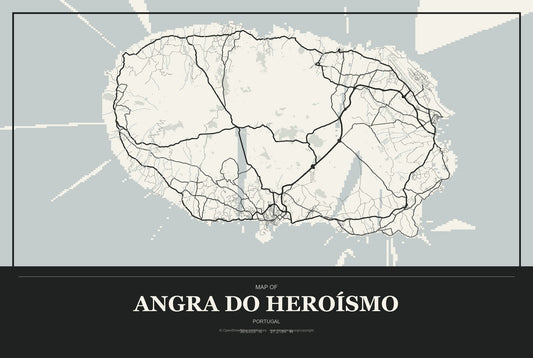 Angra do Heroísmo, Portugal City Map Aluminum Sign in Museum Plaque style