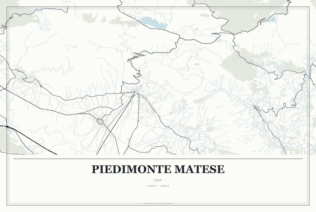 Piedimonte Matese, Italy City Map Aluminum Sign in Gallery Air style
