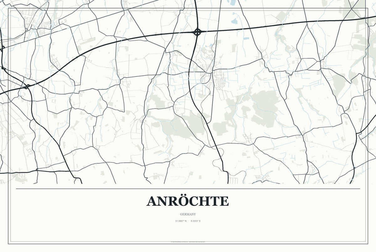Anröchte, Germany City Map Aluminum Sign in Gallery Air style