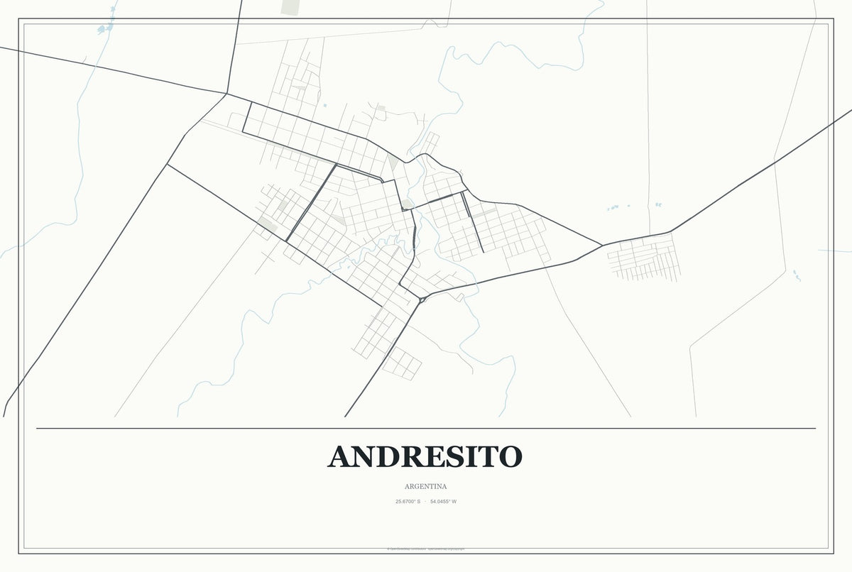 Andresito, Argentina City Map Aluminum Sign in Gallery Air style