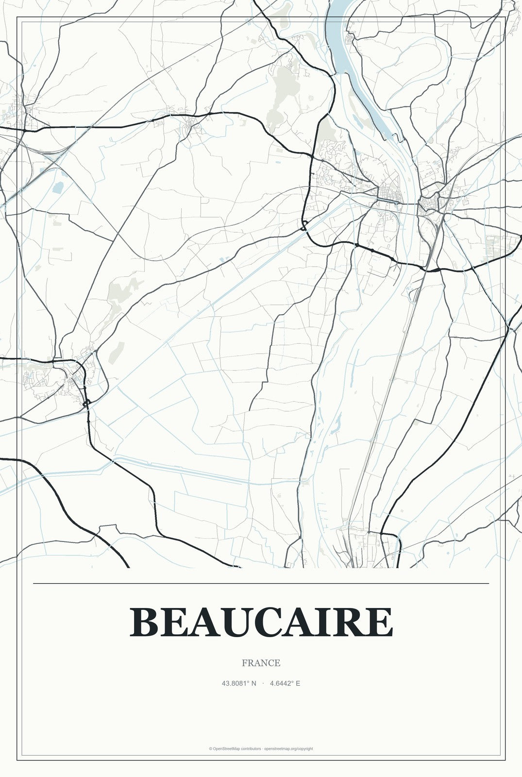 Beaucaire, France City Map Aluminum Sign in Gallery Air style