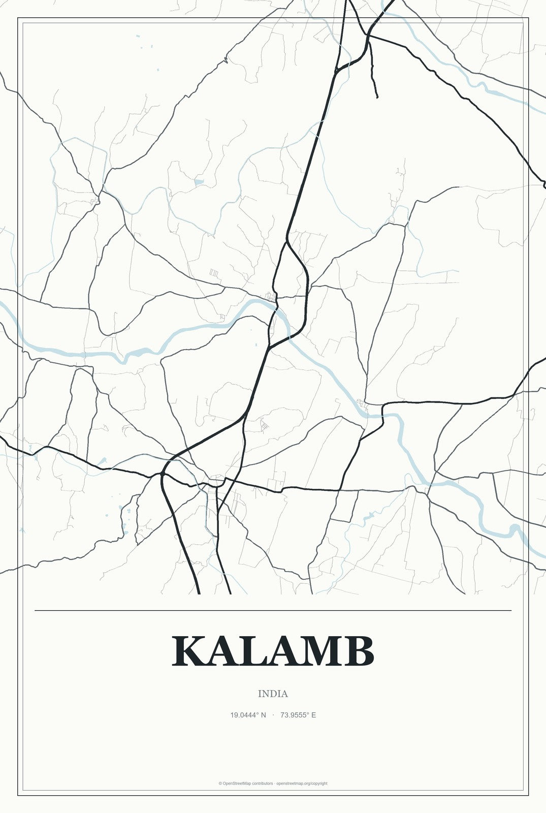 Kalamb, India City Map Aluminum Sign in Gallery Air style